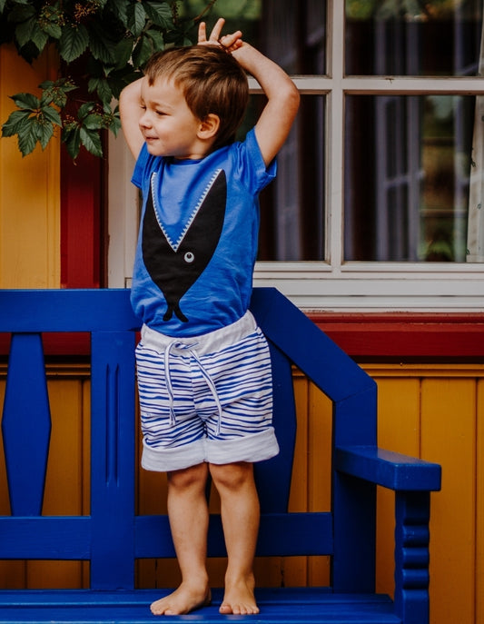 CoraHappyWear pantaloncini felpa leggera righe cotone bio