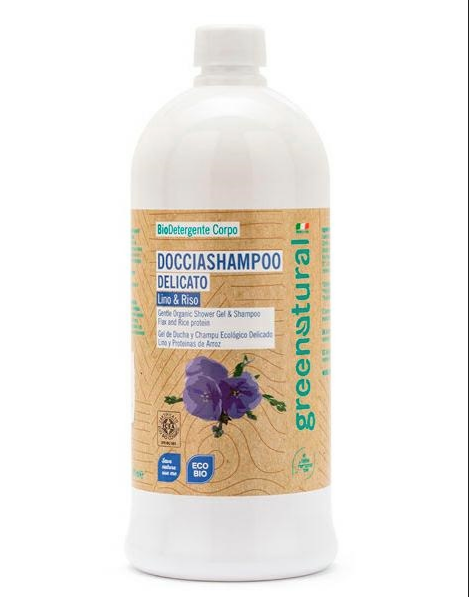 Doccia Shampoo DELICATO LINO & RISO - ecobio - 1 Litro