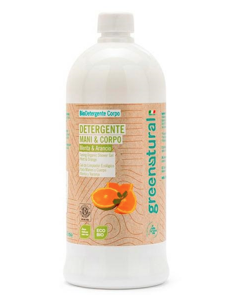 Detergente Mani e Corpo MENTA & ARANCIO - ecobio - 1 Litro