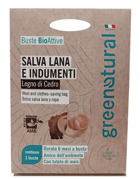 BUSTE BIOATTIVE SALVA LANA LEGNO DI CEDRO - 1 busta con 3 Profumatori