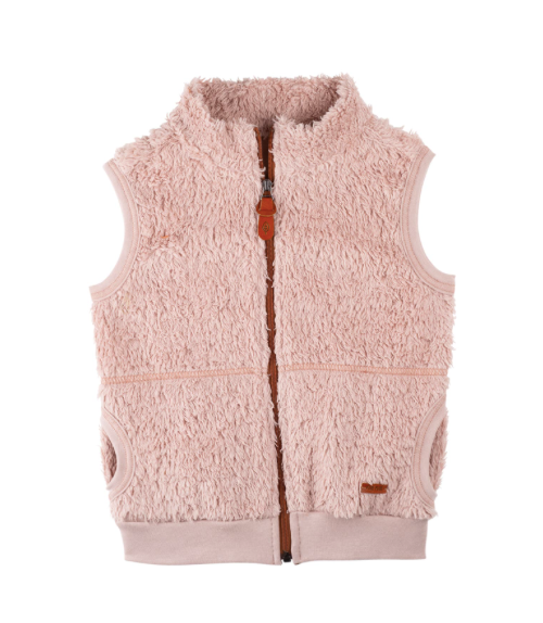 Gilet in caldo peluche di cotone con cerniera ROSA