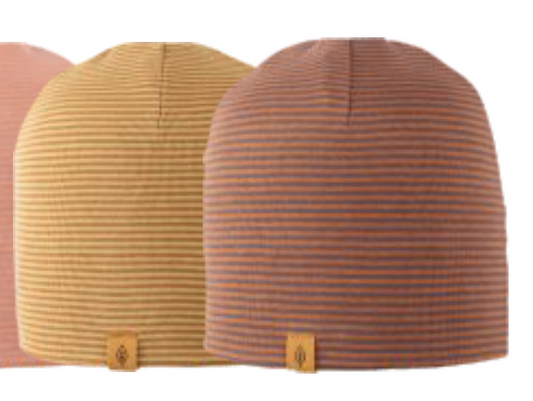 Cappello a righe in cotone caramello/verde