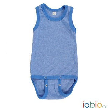 body senza maniche cotone bio azzurro melange