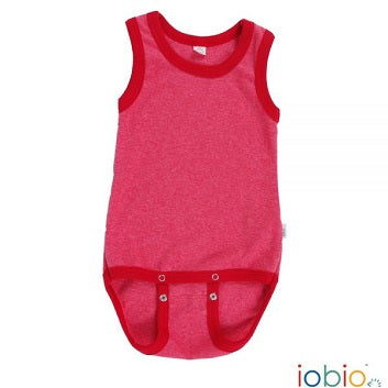 body senza maniche cotone bio rosso melange